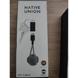 Native Union Key Cable  to USB C Braided Charging‎ Cable Keychain Black